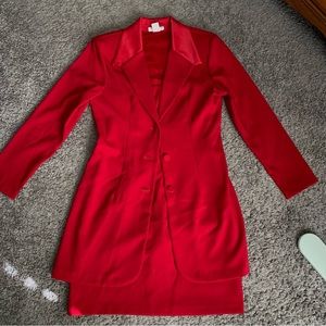 90s Alyn Paige Red Blazer and Mini Dress Set